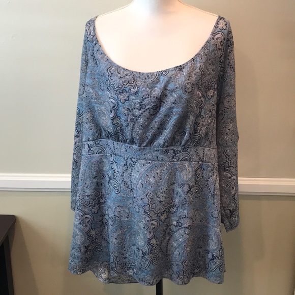 Avenue Tops - Avenue blue stretch 3/4 sleeve blouse